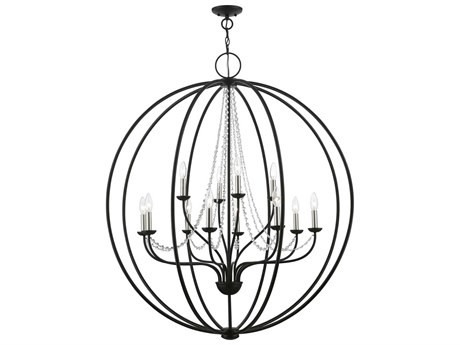 Livex Lighting Arabella 12-Light Black Brushed Nickel Crystal Candelabra Chandelier