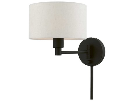 Livex Lighting 1 - Light Swing Arm with Oatmeal Shade
