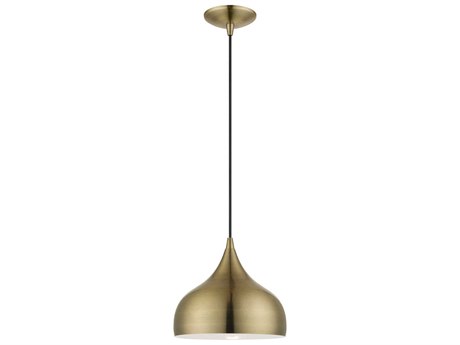 Livex Lighting Amador 1-Light Antique Brass Bowl Mini Pendant