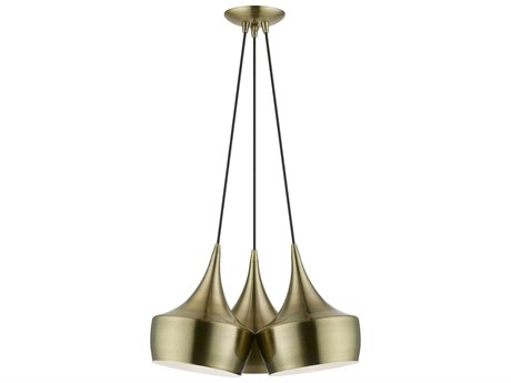 Livex Lighting Waldorf 3-Light Antique Brass White Pendant