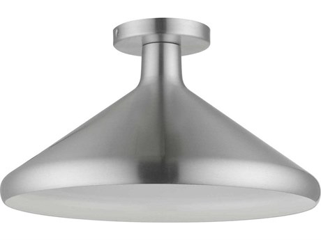 Livex Lighting Geneva 1-Light Brushed Aluminum Silver Semi Flush Mount