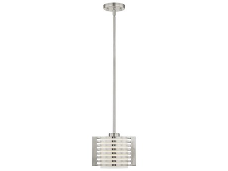 Livex Lighting Hilliard 1-Light Brushed Nickel Glass Mini Pendant