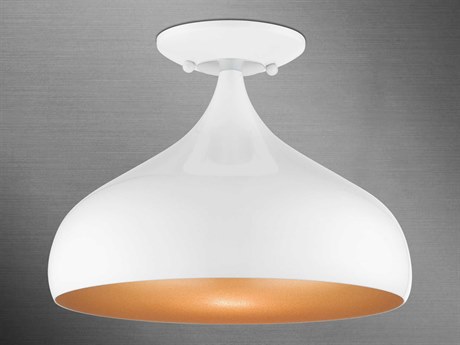 Livex Lighting Amador 1-Light Shiny White Polished Chrome Bell Semi Flush Mount