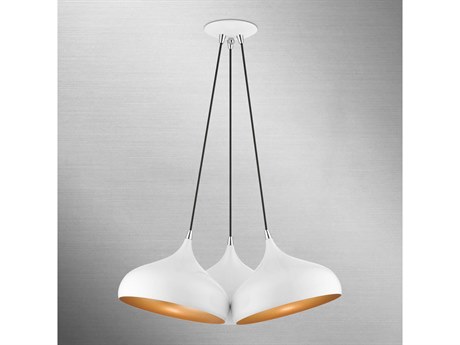 Livex Lighting Amador 3-Light Shiny White Polished Chrome Gold Bell Pendant