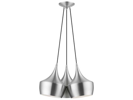 Livex Lighting Waldorf 3-Light Brushed Aluminum Silver Pendant