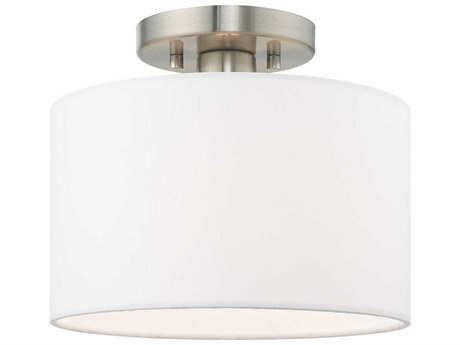 Livex Lighting Meridian 1-Light Brushed Nickel Drum Semi Flush Mount