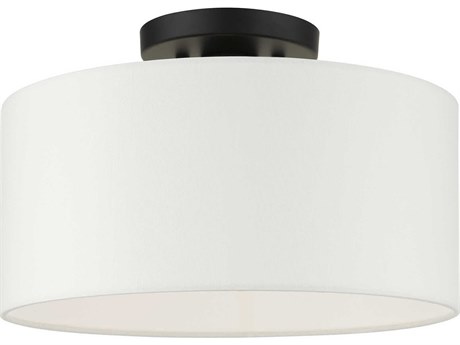 Livex Lighting Meridian 1-Light Black Drum Semi Flush Mount