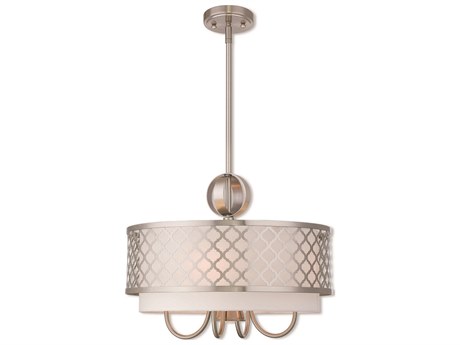 Livex Lighting Arabesque 5-Light Brushed Nickel White Drum Chandelier