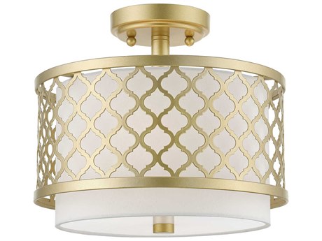Livex Lighting Arabesque 2-Light Soft Gold Drum Semi Flush Mount