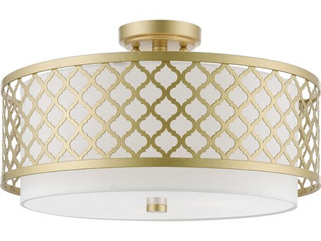 Livex Lighting Arabesque 3-Light Soft Gold Drum Semi Flush Mount