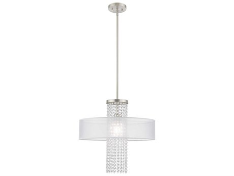 Livex Lighting Bella Vista 1-Light Brushed Nickel Crystal Drum Pendant