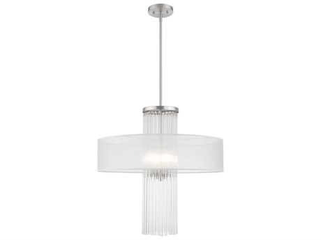 Livex Lighting Alexis 4-Light Brushed Nickel Crystal Drum Round Pendant