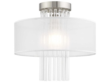 Livex Lighting Alexis 1-Light Brushed Nickel Crystal Round Flush Mount