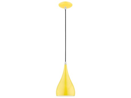 Livex Lighting Amador 1-Light Shiny Yellow Polished Chrome Bell Mini Pendant