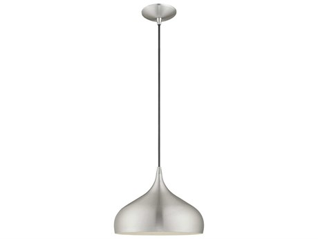 Livex Lighting 1-Light Brushed Aluminum Silver Round Mini Pendant