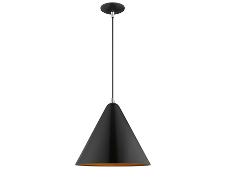 Livex Lighting 1-Light Shiny Black Gold Pendant
