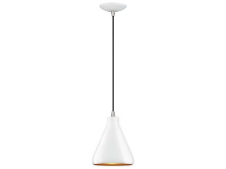 Livex Lighting Geneva 1-Light White Brushed Nickel Mini Pendant