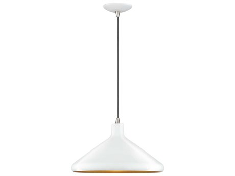 Livex Lighting Geneva 1-Light White Brushed Nickel Pendant