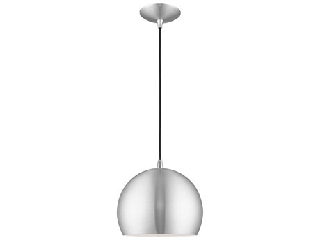 Livex Lighting 1-Light Brushed Aluminum Silver Dome Mini Pendant