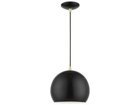 Livex Lighting Piedmont 1-Light Shiny Black Polished Brass Dome Mini Pendant