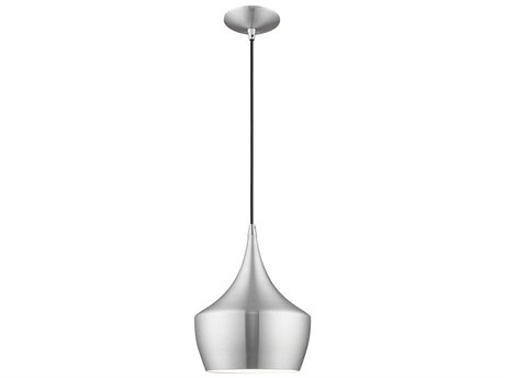Livex Lighting 1-Light Brushed Aluminum Silver Mini Pendant