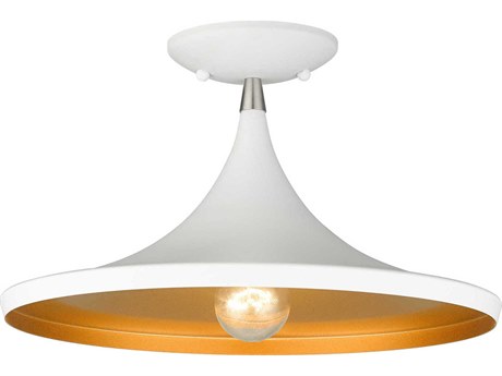 Livex Lighting Waldorf 1-Light White Brushed Nickel Semi Flush Mount