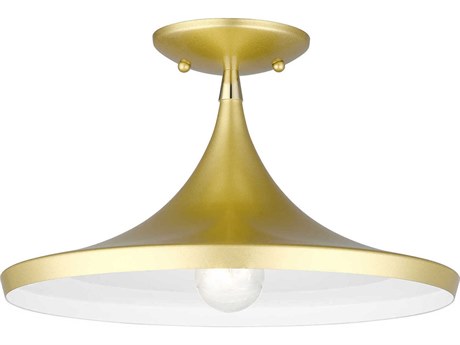 Livex Lighting Waldorf 1-Light Soft Gold Polished Brass Semi Flush Mount