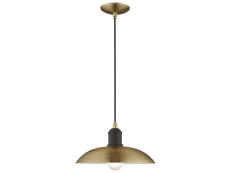 Livex Lighting 1-Light Antique Brass White Dome Pendant