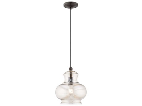 Livex Lighting Art Glass 1-Light English Bronze Mini Pendant