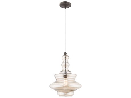 Livex Lighting Art Glass 1-Light English Bronze Pendant