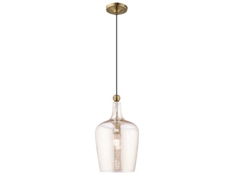 Livex Lighting Art Glass 1-Light Antique Brass Mini Pendant