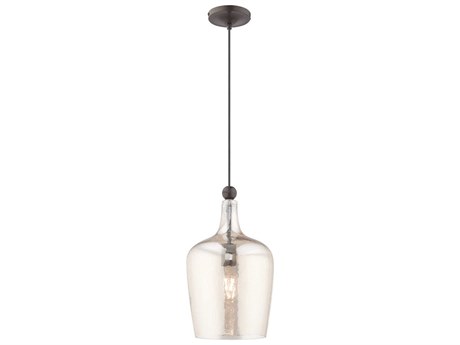 Livex Lighting Art Glass 1-Light English Bronze Cylinder Mini Pendant
