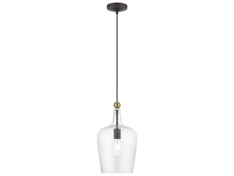 Livex Lighting Avery 1-Light Bronze Antique Brass Glass Bell Mini Pendant