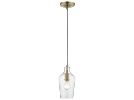 Livex Lighting Avery 1-Light Antique Brass Glass Bell Mini Pendant