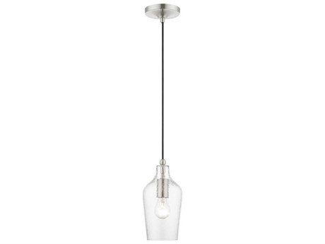 Livex Lighting Avery 1-Light Brushed Nickel Glass Bell Mini Pendant