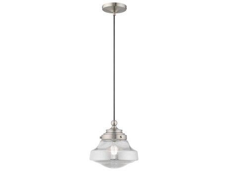 Livex Lighting Art Glass 1-Light Brushed Nickel Clear Mini Pendant