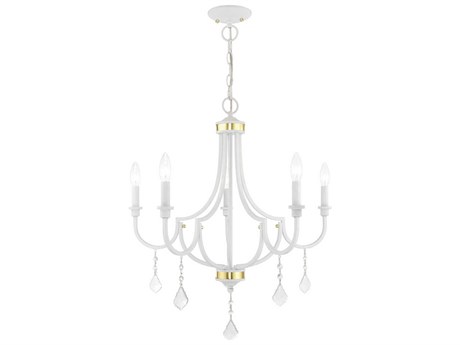 Livex Lighting Glendale 5-Light White Crystal Candelabra Chandelier