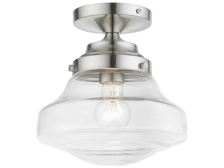 Livex Lighting Avondale 1-Light Brushed Nickel Glass Semi Flush Mount
