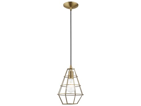 Livex Lighting Geometric 1-Light Antique Brass Mini Pendant