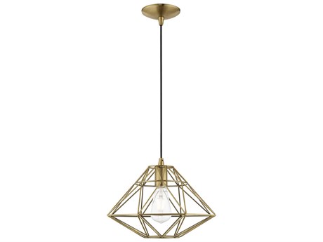 Livex Lighting Geometric 1-Light Antique Brass Pendant