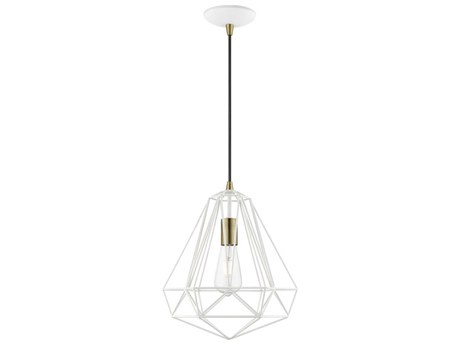 Livex Lighting Knox 1-Light Textured White Antique Brass Pendant