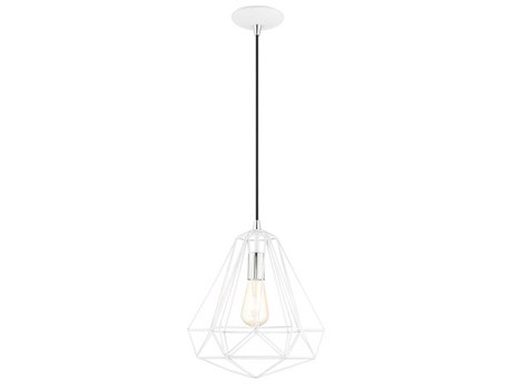 Livex Lighting Geometric 1-Light Shiny White Pendant