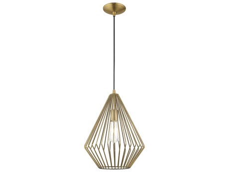 Livex Lighting Geometric 1-Light Antique Brass Mini Pendant