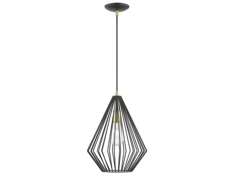 Livex Lighting Linz 1-Light Textured Black Antique Brass Mini Pendant