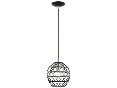 Livex Lighting Geometric 1-Light Black Bell Mini Pendant