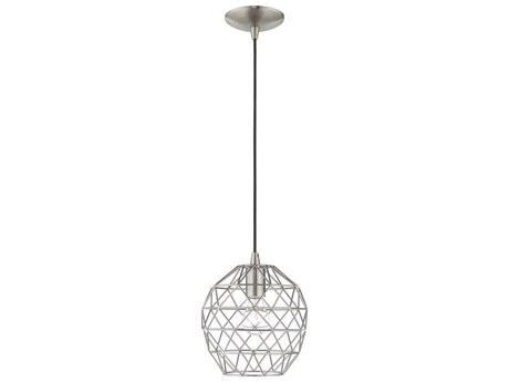 Livex Lighting Geometric 1-Light Brushed Nickel Bell Mini Pendant