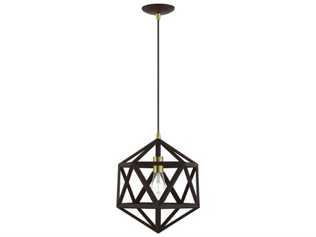Livex Lighting Ashland 1-Light Bronze Antique Brass Geometric Pendant