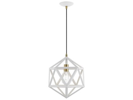 Livex Lighting Ashland 1-Light Textured White Antique Brass Geometric Pendant