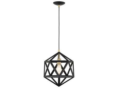 Livex Lighting Geometric 1-Light Textured Black Pendant