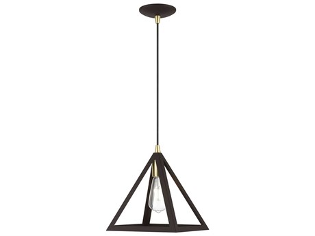 Livex Lighting Pinnacle 1-Light Bronze Antique Brass Geometric Mini Pendant
